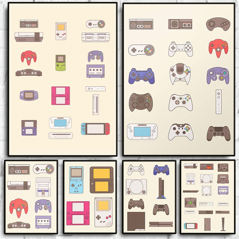 Handheld Game Console - Poster su Tela dell'Evoluzione dei Videogiochi: